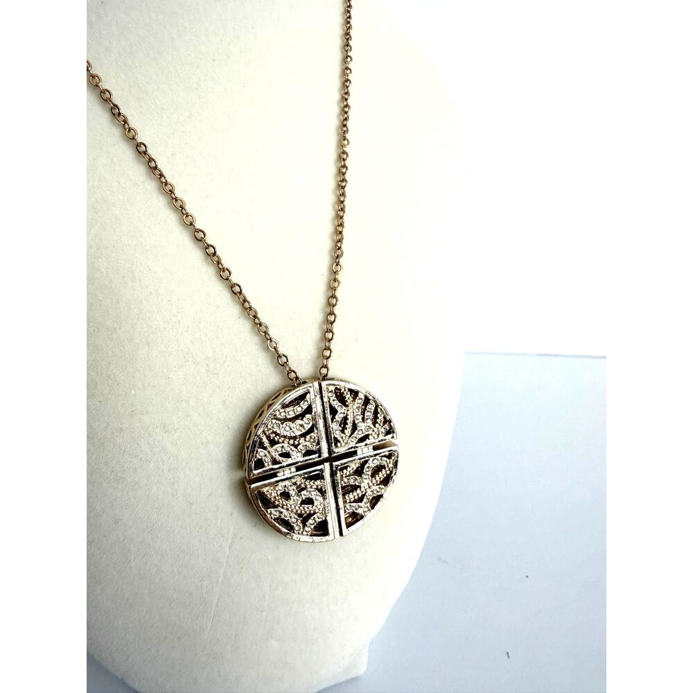 BaubleBar Gold Pave Crystal Round Pendant Necklace Statement 19” + Extender